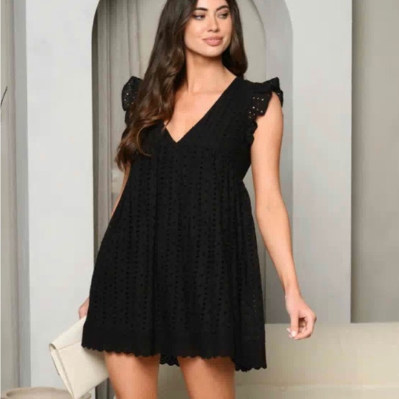 #42 Black eyelet romper dress - Picture 4 of 5